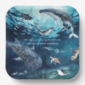 Assiettes En Carton Baleine à bosse | Ocean Birthday Party (Recto)