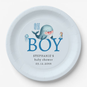 Assiettes En Carton Baleine amusante sous l'eau de mer Baby shower gar
