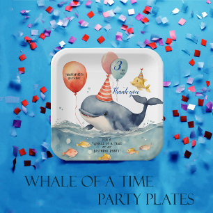 Assiettes En Carton Baleine d'un garçon du temps Anniversaire Merci pe