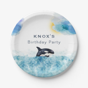 Assiettes En Carton Baleine d'un temps Orca fête d'anniversaire