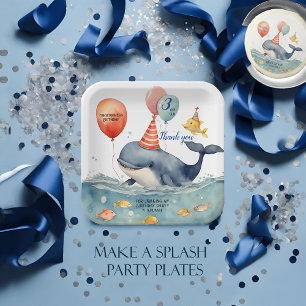 Assiettes En Carton Baleine faire un splash garçons Anniversaire Merci