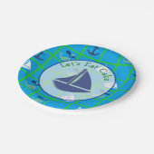 Assiettes En Carton Baleine nautique, Bateau à voile, Plaques bleues A (Angle)