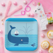 Assiettes En Carton Baleine nautique et voilier Océan Blue Sea (Fête)