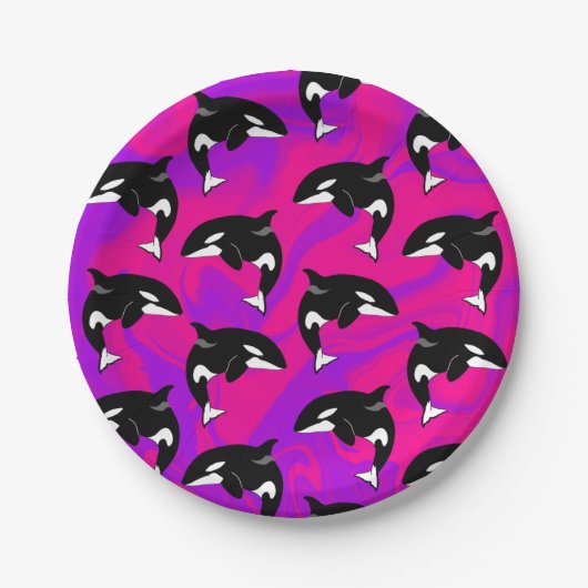 Assiettes En Carton Baleine tueuse Orca personnalisable (Devant)