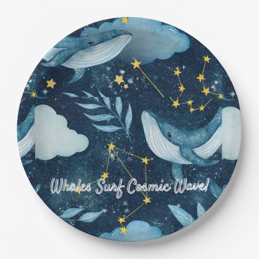 Assiettes En Carton Baleines Surf Vagues cosmiques Design Constellatio (Devant)