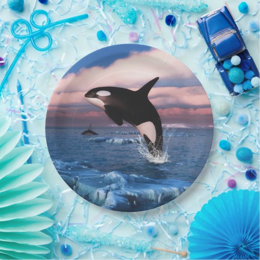 Assiettes En Carton Baleines Tueuses Dans L'Océan Arctique (Fête)