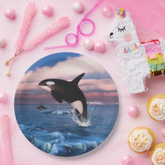 Assiettes En Carton Baleines Tueuses Dans L'Océan Arctique (Fête)