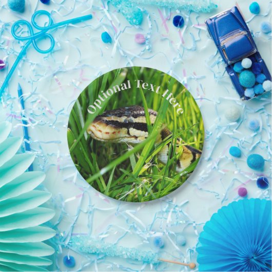 Assiettes En Carton Ball Python serpent dans l'herbe (Fête)