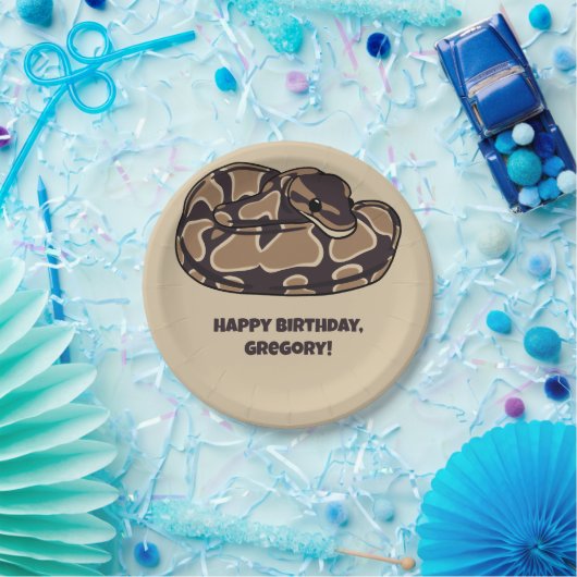 Assiettes En Carton Ball Python Snake, Brown et Tan Personnalisé (Fête)
