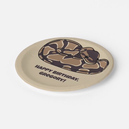 Assiettes En Carton Ball Python Snake, Brown et Tan Personnalisé (Angle)