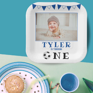 Assiettes En Carton Balle de football 1er anniversaire Photo Anniversa