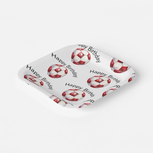 Assiettes En Carton Balle de football rouge Custom Anniversaire (Angulaire)