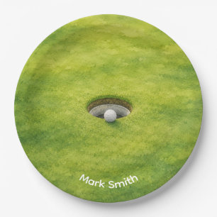 Assiettes En Carton Balle de golf à côté du trou sur un parcours de go