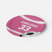 Assiettes En Carton Balle de soccer Jersey rose et blanc (Angle)