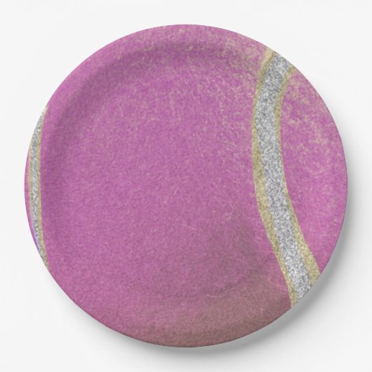Assiettes En Carton Balle de tennis rose violet moderne (Devant)