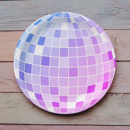 Assiettes En Carton Balle Disco Rose et Violet Anniversaire