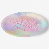 Assiettes En Carton Balle rose arc-en-ciel fête d'anniversaire (Angle)