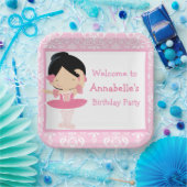 Assiettes En Carton Ballerina aux cheveux noirs mignons fête d'anniver (Fête)