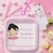 Assiettes En Carton Ballerina aux cheveux noirs mignons fête d'anniver (Fête)