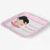 Assiettes En Carton Ballerina aux cheveux noirs mignons fête d'anniver (Angulaire)