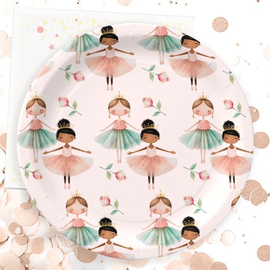 Assiettes En Carton Ballerina Ballet rose Motif Anniversaire