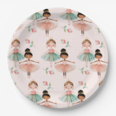 Assiettes En Carton Ballerina Ballet rose Motif Anniversaire (Devant)