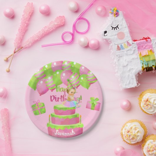 Assiettes En Carton Ballerina bébé Plaque de papier d'anniversaire (Fête)