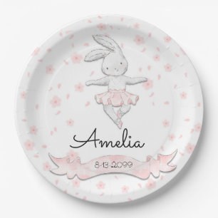 Assiettes En Carton Ballerina Bunny rose sucré Premier anniversaire F
