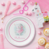 Assiettes En Carton Ballerina d'éléphant rose dans une danse tutu ador (Fête)