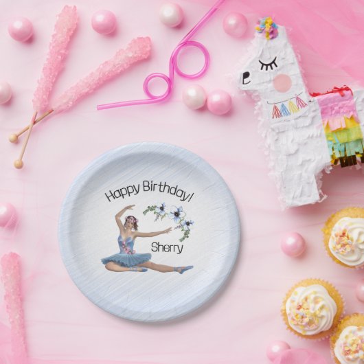 Assiettes En Carton Ballerina en Bleu Anniversaire (Fête)