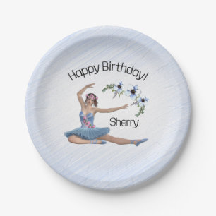 Assiettes En Carton Ballerina en Bleu Anniversaire
