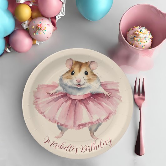 Assiettes En Carton Ballerina Hamster Girl Anniversaire