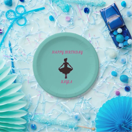 Assiettes En Carton Ballerina Happy Birthday Party Plaque papier (Fête)