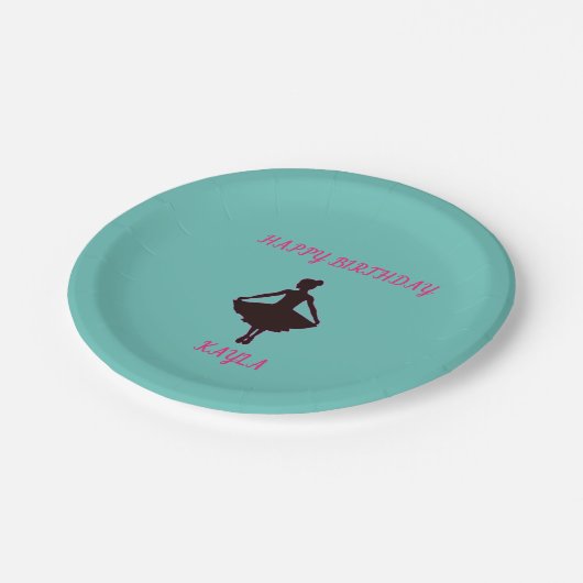 Assiettes En Carton Ballerina Happy Birthday Party Plaque papier (Angle)