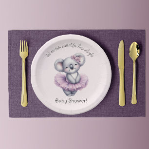 Assiettes En Carton Ballerina Koala Tutu Excitée Baby Girl Douche