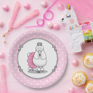Assiettes En Carton Ballerina Princess Poodle Dog (blanc)