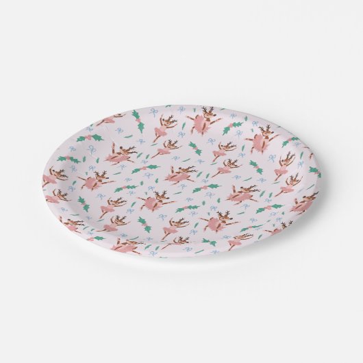 Assiettes En Carton Ballerina Reindeer et Bows Noël (Angle)
