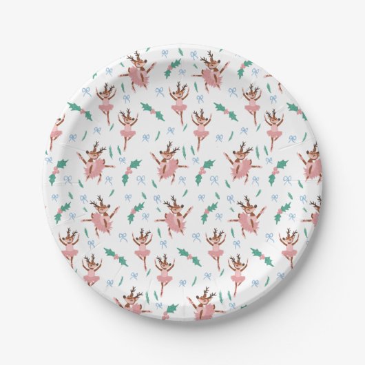 Assiettes En Carton Ballerina Reindeer et Bows Noël (Devant)