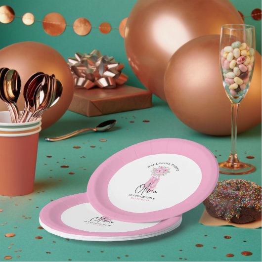 Assiettes En Carton Ballerina rose adorable fête d'anniversaire (Multi)