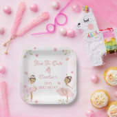Assiettes En Carton Ballerina rose Deux Tu Cute Plaques Papier Anniver (Fête)