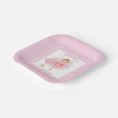 Assiettes En Carton Ballerina rose floral blanc pois plaque papier (Angulaire)