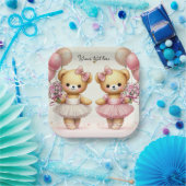 Assiettes En Carton Ballerina Twinkle Toile Twin Bears Anniversaire (Fête)
