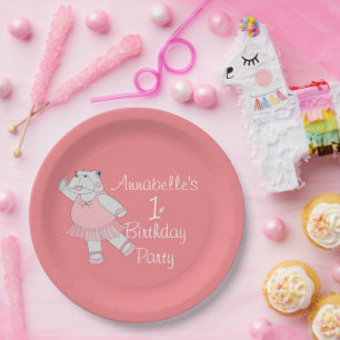 Assiettes En Carton Ballerine Hippopotame Illusima Anniversaire 1 an