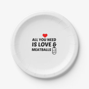ASSIETTES EN CARTON BALLES DE VIANDE ET AMOUR