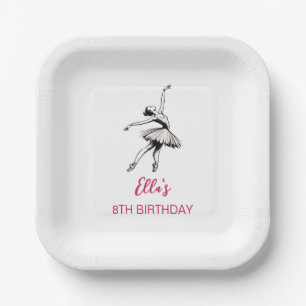 Assiettes En Carton Ballet Ballerina Fille de fête d'anniversaire