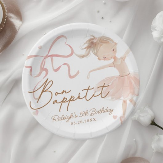 Assiettes En Carton Ballet Cute Girls' Pastel Ballerina Anniversaire