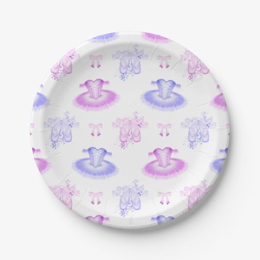 Assiettes En Carton Ballet rose et violet Anniversaire Chaussures Tutu (Devant)