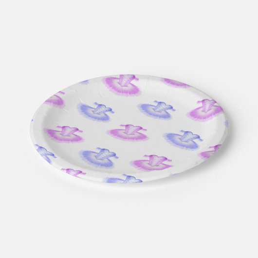 Assiettes En Carton Ballet rose et violet Anniversaire Tutu Aquarelle (Angle)