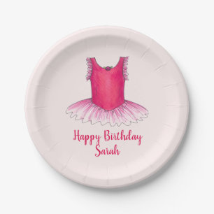 Assiettes En Carton Ballet rose personnalisé Ballerina Anniversaire Tu