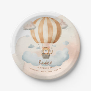Assiettes En Carton Ballon à air chaud de tigre mignon fantaisiste pou
